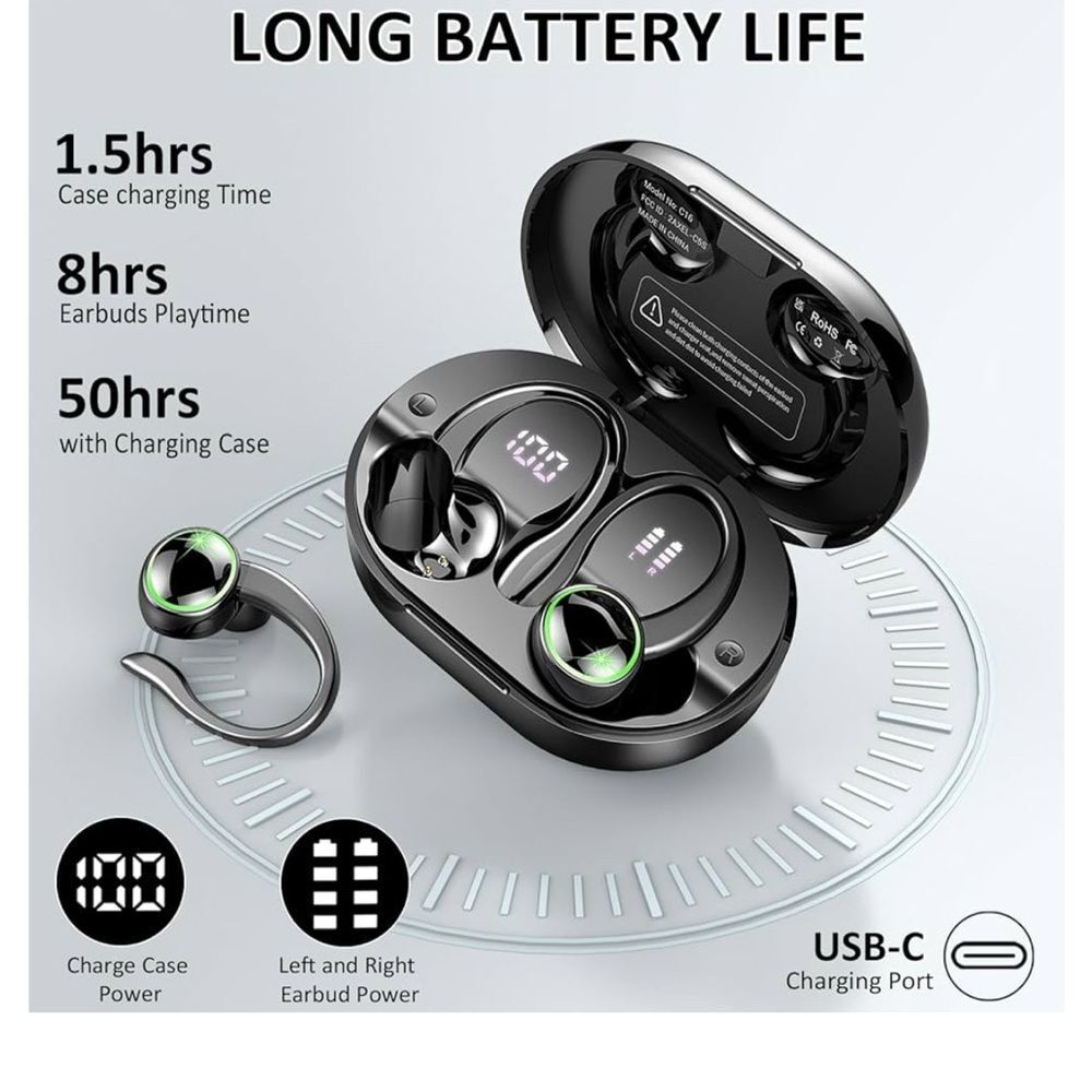 Wireless Earbuds Bluetooth 5.4 Headphones Over-Ear buds w/ Noise Cancelling
